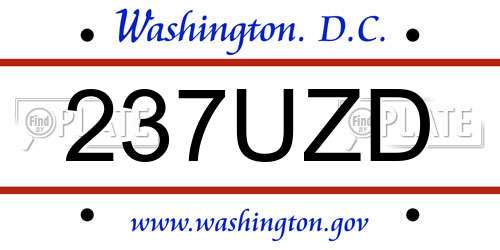 237UZD District Of Columbia License Plate