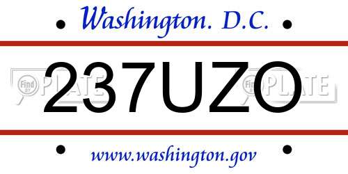 237UZO District Of Columbia License Plate