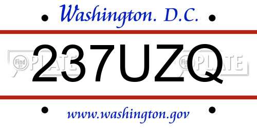237UZQ District Of Columbia License Plate