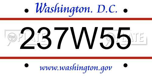 237W55 District Of Columbia License Plate