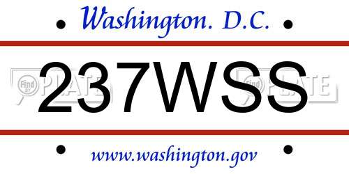 237WSS District Of Columbia License Plate