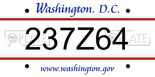 237Z64 District Of Columbia License Plate