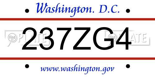 237ZG4 District Of Columbia License Plate