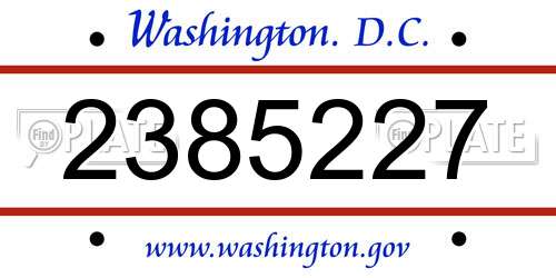 2385227 District Of Columbia License Plate