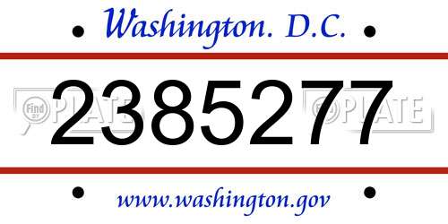 2385277 District Of Columbia License Plate