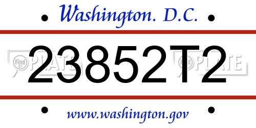 23852T2 District Of Columbia License Plate