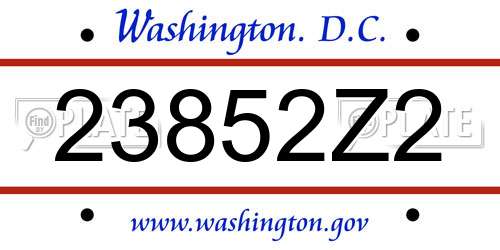 23852Z2 District Of Columbia License Plate