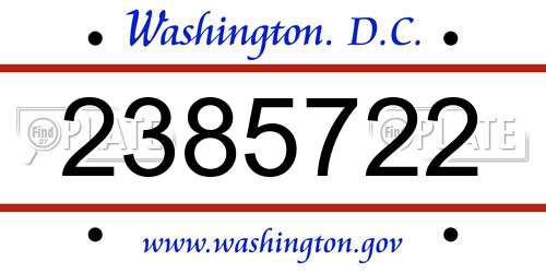2385722 District Of Columbia License Plate