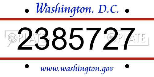 2385727 District Of Columbia License Plate