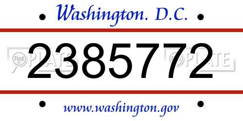 2385772 District Of Columbia License Plate