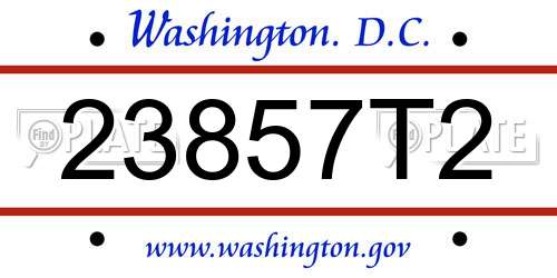 23857T2 District Of Columbia License Plate