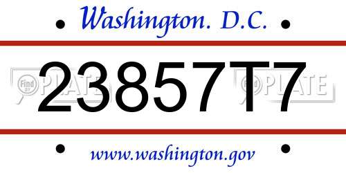 23857T7 District Of Columbia License Plate