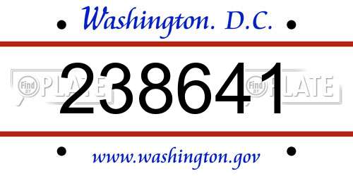 238641 District Of Columbia License Plate