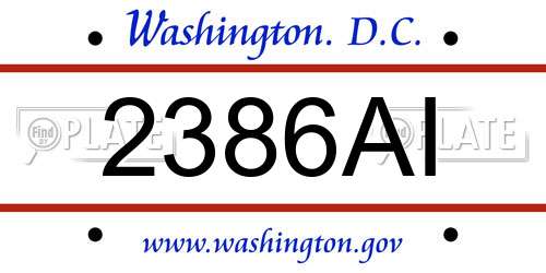 2386AI District Of Columbia License Plate