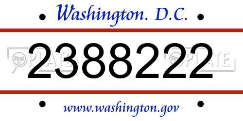 2388222 District Of Columbia License Plate