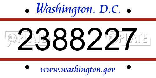 2388227 District Of Columbia License Plate