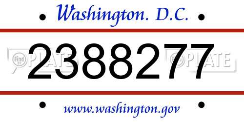 2388277 District Of Columbia License Plate