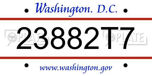 23882T7 District Of Columbia License Plate