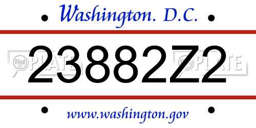 23882Z2 District Of Columbia License Plate