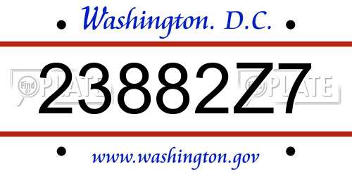 23882Z7 District Of Columbia License Plate