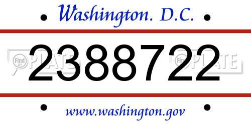 2388722 District Of Columbia License Plate