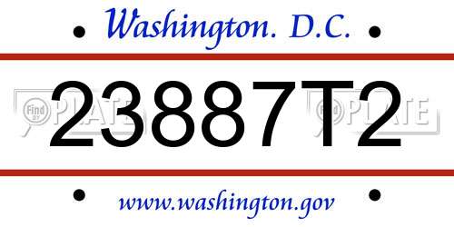 23887T2 District Of Columbia License Plate