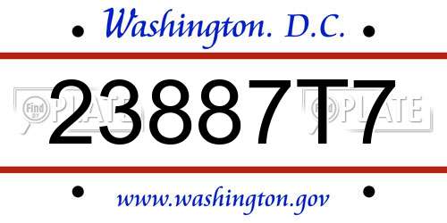 23887T7 District Of Columbia License Plate