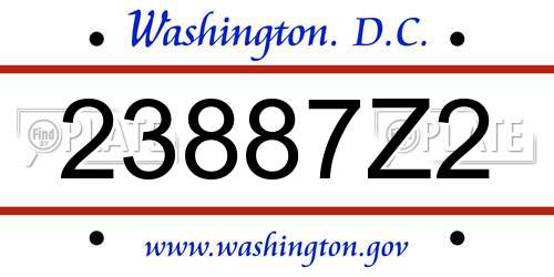 23887Z2 District Of Columbia License Plate