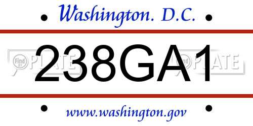 238GA1 District Of Columbia License Plate