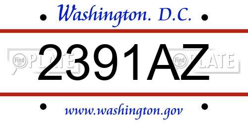 2391AZ District Of Columbia License Plate
