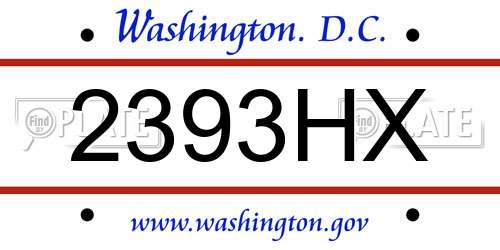 2393HX District Of Columbia License Plate