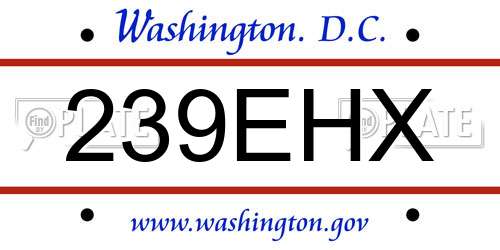 239EHX District Of Columbia License Plate