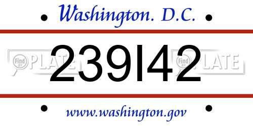 239I42 District Of Columbia License Plate