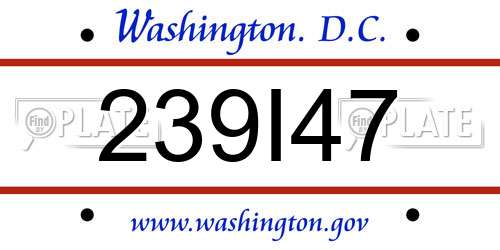 239I47 District Of Columbia License Plate