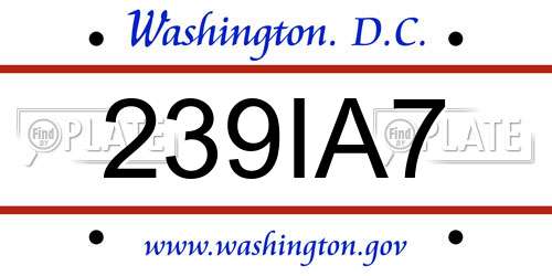 239IA7 District Of Columbia License Plate