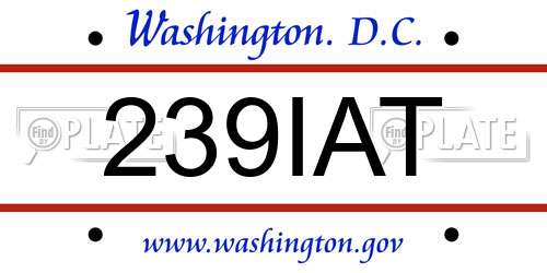 239IAT District Of Columbia License Plate