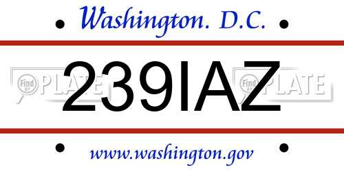 239IAZ District Of Columbia License Plate
