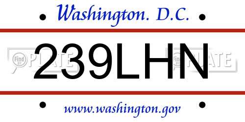 239LHN District Of Columbia License Plate