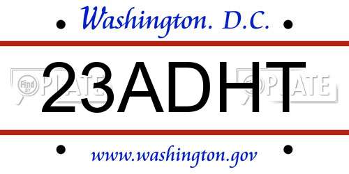 23ADHT District Of Columbia License Plate