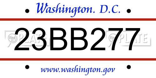 23BB277 District Of Columbia License Plate