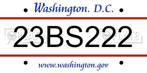 23BS222 District Of Columbia License Plate