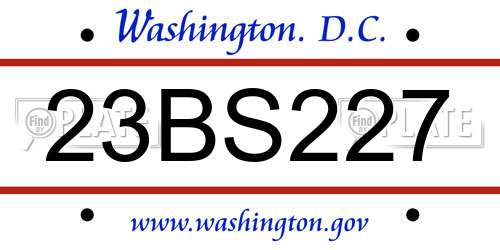 23BS227 District Of Columbia License Plate