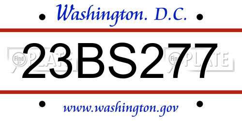 23BS277 District Of Columbia License Plate