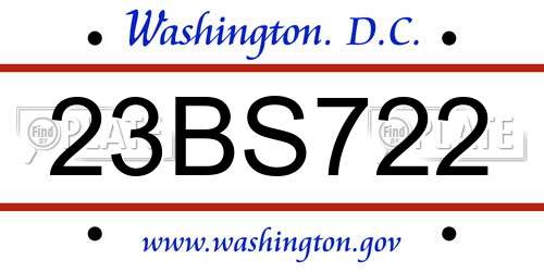 23BS722 District Of Columbia License Plate