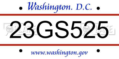 23GS525 District Of Columbia License Plate