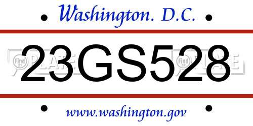 23GS528 District Of Columbia License Plate