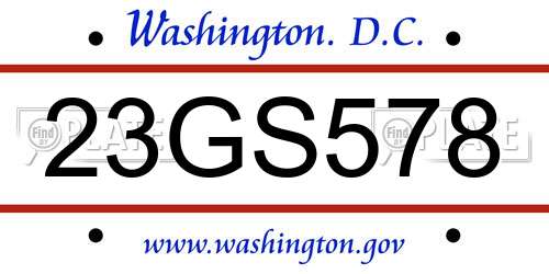 23GS578 District Of Columbia License Plate
