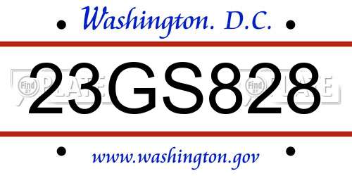 23GS828 District Of Columbia License Plate
