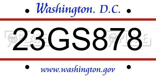 23GS878 District Of Columbia License Plate