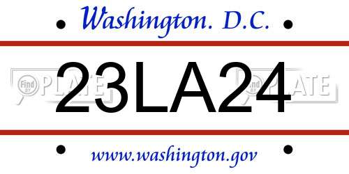 23LA24 District Of Columbia License Plate